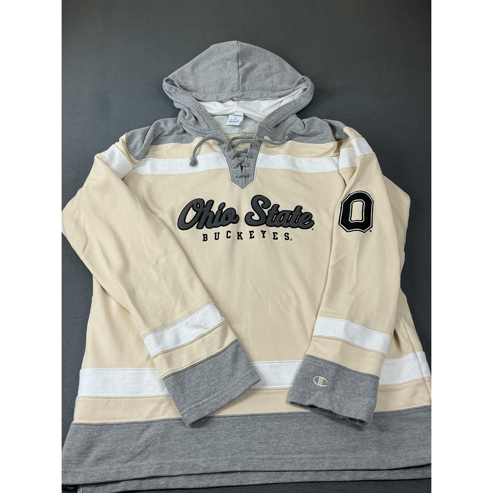 Ohio State Buckeyes Sweatshirt Mens XL Beige NCAA Football Champion Hoodie